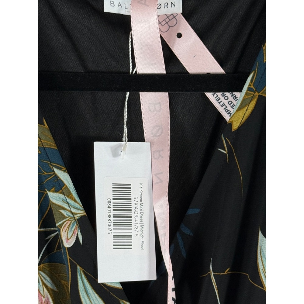 Baltic Born Kia Kimono Maxi Dress Midnight Floral Black Pink Gold Small NWT - Picture 5 of 10